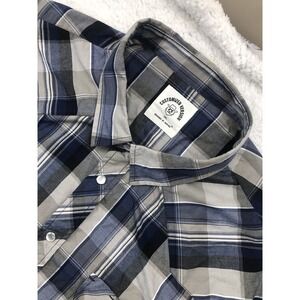 Dubinik Western Shirt 3XL Blue‎ Gray Plaid Pearl Snap Short Sleeve Rodeo Cowboy